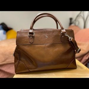 Ashwood Leather satchel bag-brown with silver hardware
